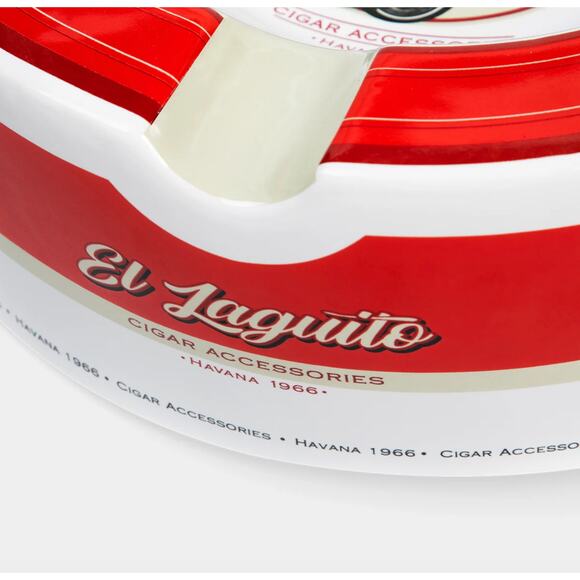El Laguito Cigar Ashtray Large Ceramic 4 Cigars Indoor Outdoor Red White NEW - Picture 3 of 5